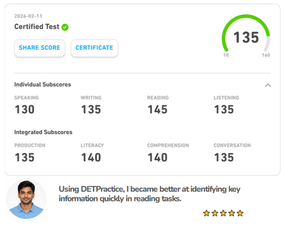 DET mock score result example 5