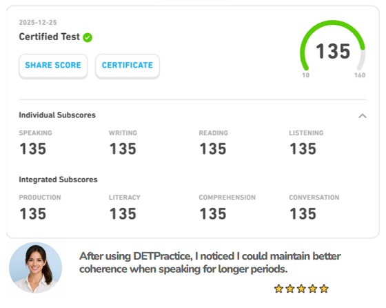 DET mock score result example 6