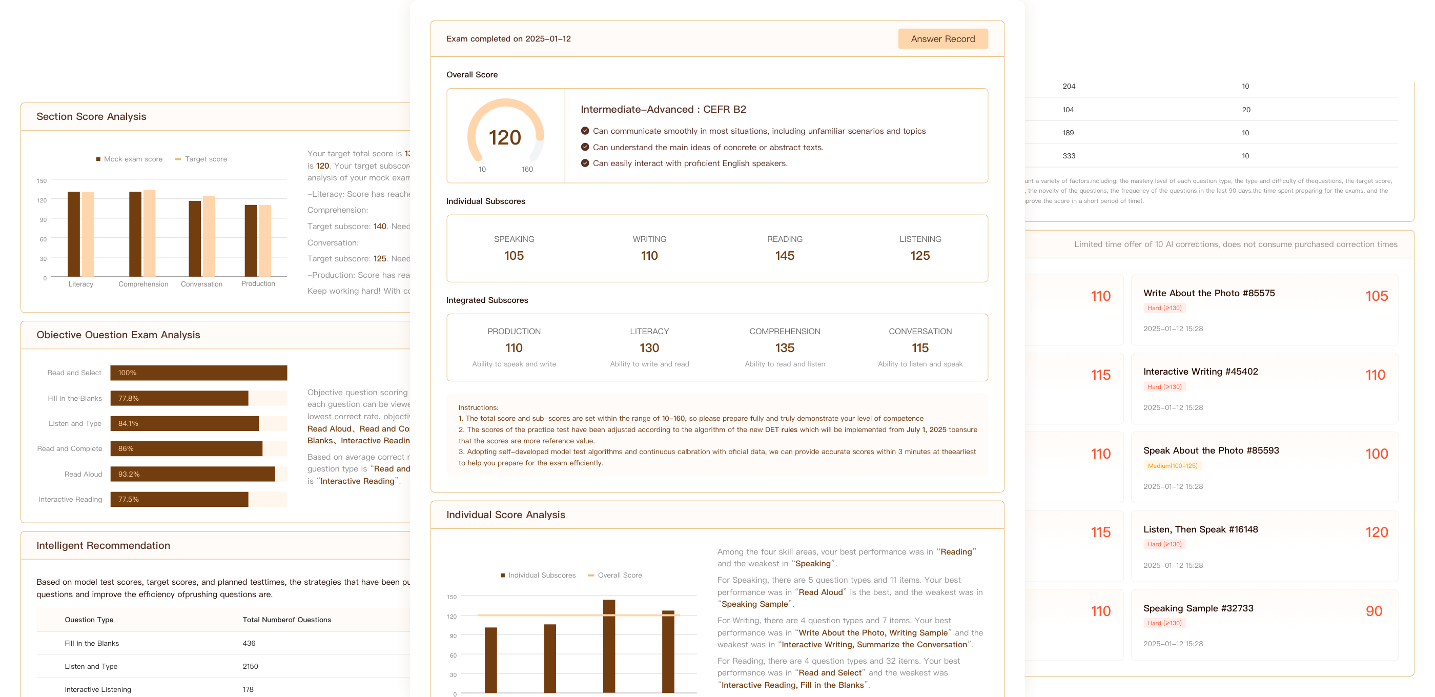 Sample DET Mock Test Score Report